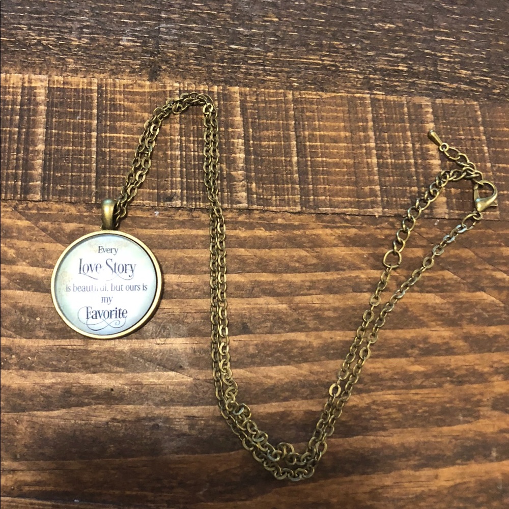 Love Story Quote Cabachon Necklace - Picture 4 of 4